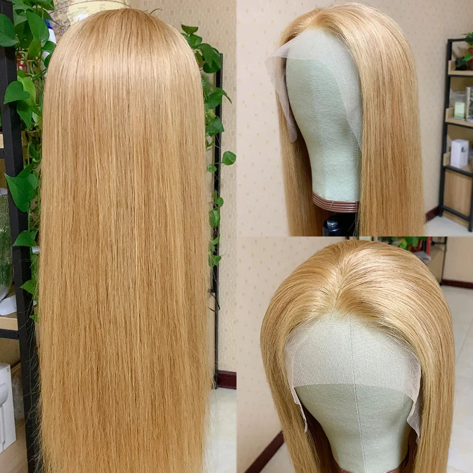 CLEARANCE 13x4 27# Honey Blonde And 99J Red Burgundy Colored Human Hair Wigs HD Lace Frontal Wigs Lace Front Human Hair Wigs