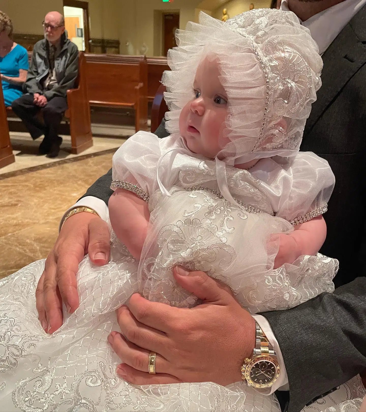 White Satin Christening Gowns for Baby Lace Tiered First Communion Dresses with Bow Luxury Infant Toddler Girls Baptism Dresses