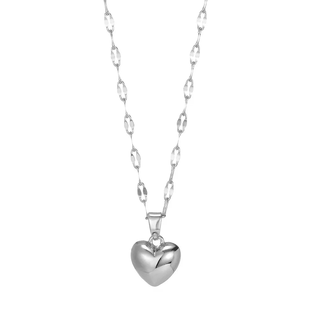 Stainless Steel Love Heart Necklace For Women 2024 New Trendy Lip Chain Simple Pendant Necklace Jewelry free shipping