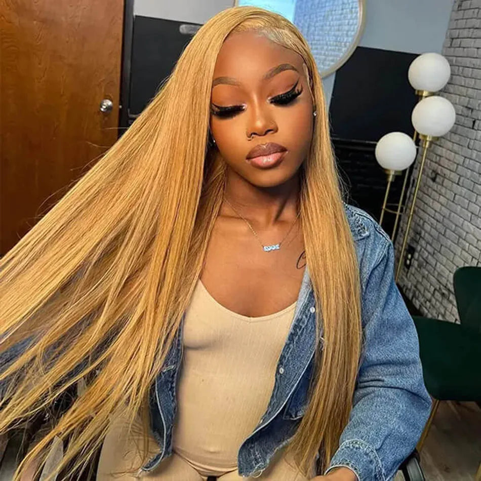 CLEARANCE 13x4 27# Honey Blonde And 99J Red Burgundy Colored Human Hair Wigs HD Lace Frontal Wigs Lace Front Human Hair Wigs